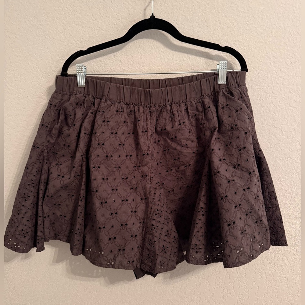 aerie Black Eyelet Mini Skirt